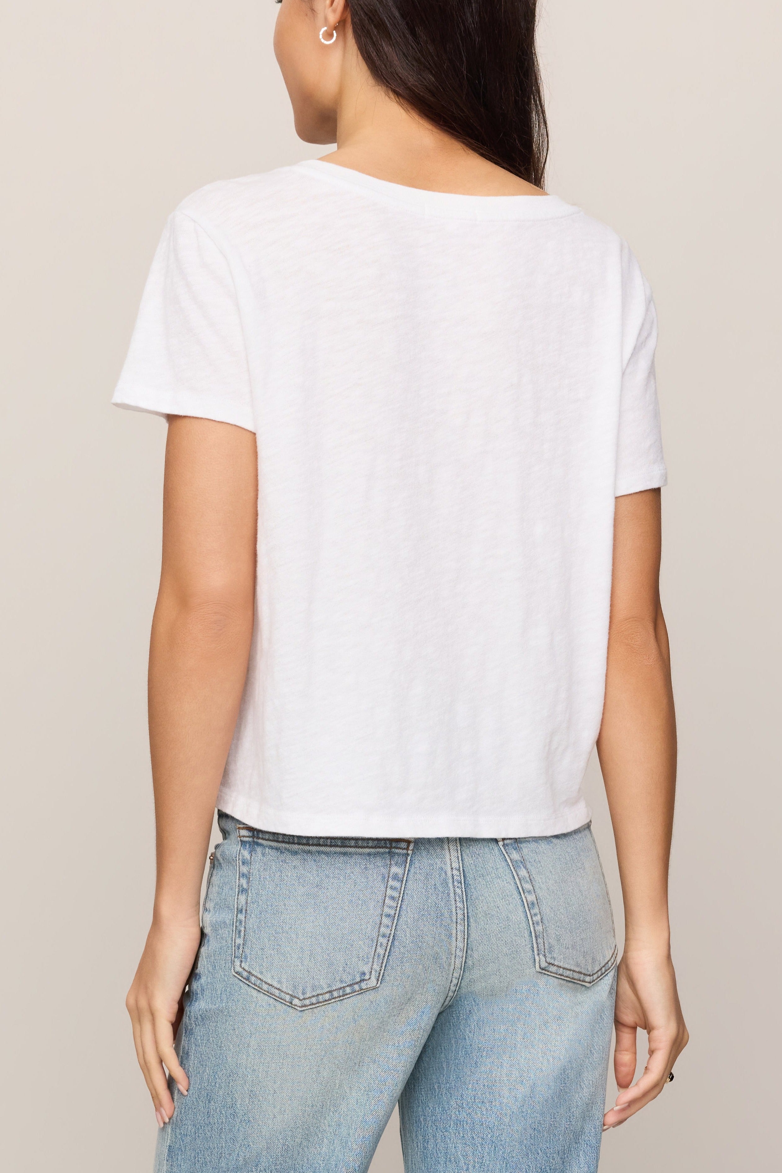 Nomad Slub V-Neck Tee in White - back