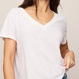 Nomad Slub V-Neck Tee in White - front