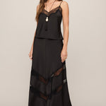 Kori Lace Trim Cami in Black, front and back