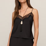 Kori Lace Trim Cami in Black, front