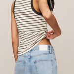 Rowe Striped Scoop Tank in Cloud - back