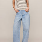 Rowe Striped Scoop Tank in Cloud - full look