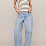 Rowe Striped Scoop Tank in Cloud - full look