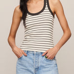 Rowe Striped Scoop Tank in Cloud - front