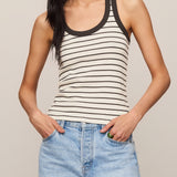 Rowe Striped Scoop Tank in Cloud - front