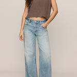 Flex Cropped Muscle Tee in Pebble Coast - full look