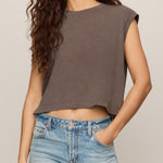 Flex Cropped Muscle Tee in Pebble Coast - front