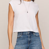 Flex Cropped Muscle Tee in White - front
