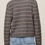Z Supply Medina Cozy Stripe Cardigan in Charcoal Heather - back