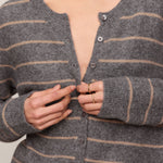Z Supply Medina Cozy Stripe Cardigan in Charcoal Heather - detail