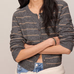Z Supply Medina Cozy Stripe Cardigan in Charcoal Heather - detail