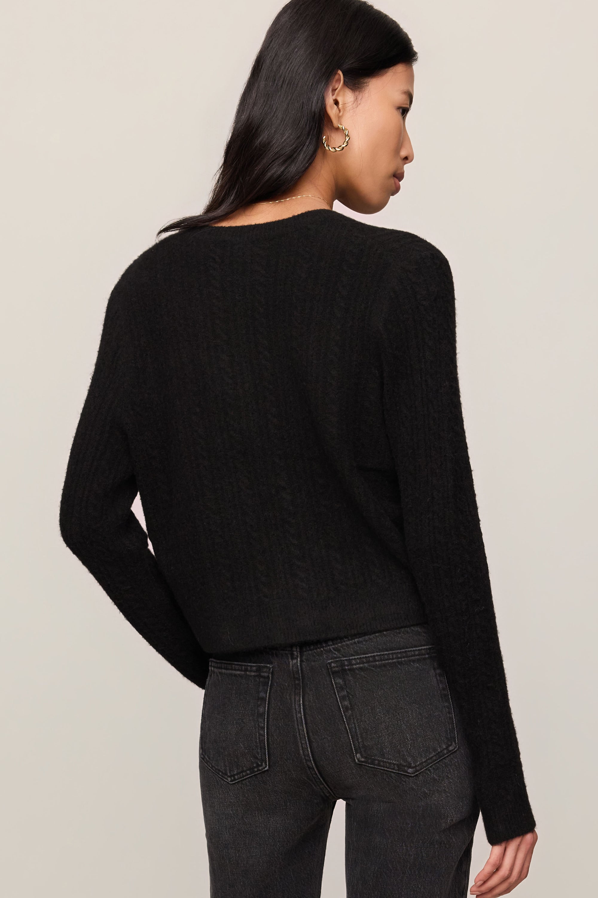 Medina Cable Cardigan in Black, back