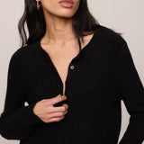 Medina Cable Cardigan in Black, knit detail