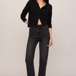 Medina Cable Cardigan in Black, front and back