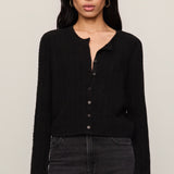Medina Cable Cardigan in Black, front