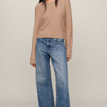 Medina Cable Cardigan in Macaroon, front and back