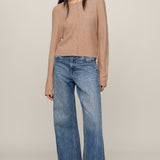 Medina Cable Cardigan in Macaroon, front and back