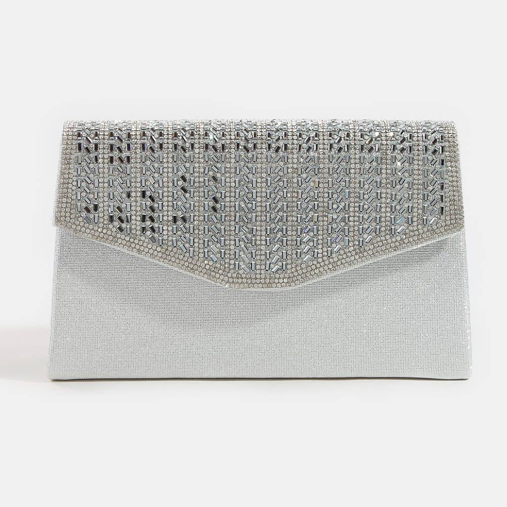 Rhinestone Trim Envelope Clutch Bag