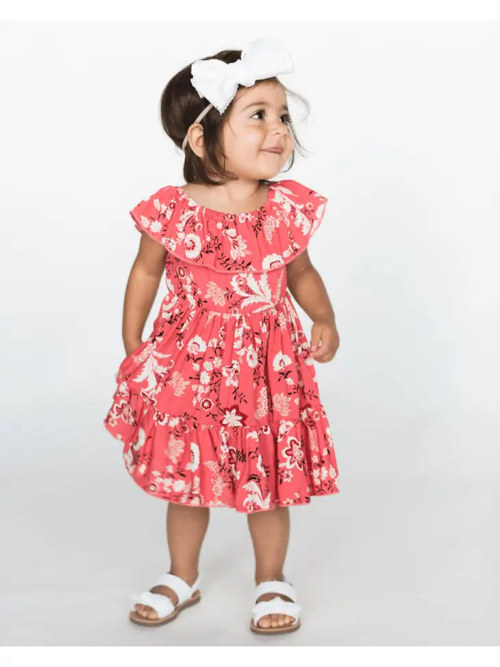 FIONA FLUTTER SLEEVE MINI DRESS | CORAL - MTT Collective