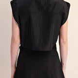 Teresa Lapel Collar Sleeveless Crop Jacket