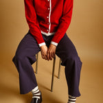 Bold Stripe Crew Socks worn with loafers and trousers