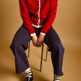 Bold Stripe Crew Socks worn with loafers and trousers