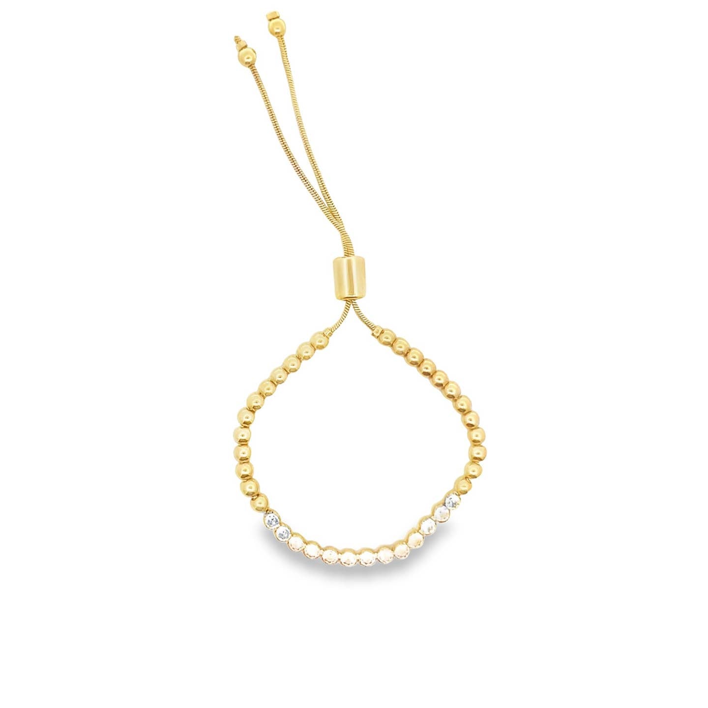Louise Cubic Zirconia Beaded Adjustable Bracelet | Gold - MTT Collective