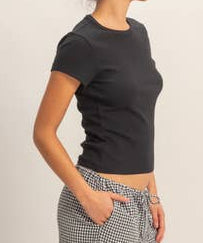 Basic Ribbed Short Sleeve Top