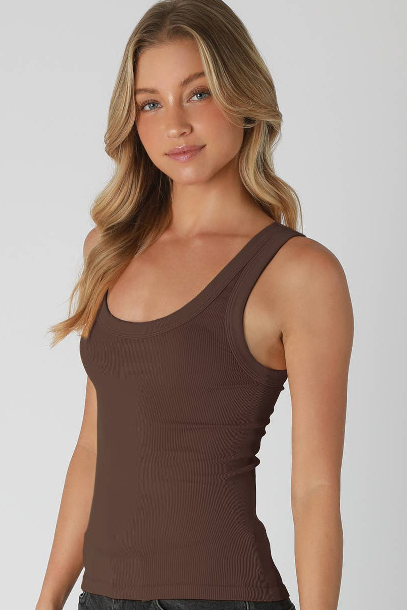Nora Reversible Ribbed Tank in French Roast