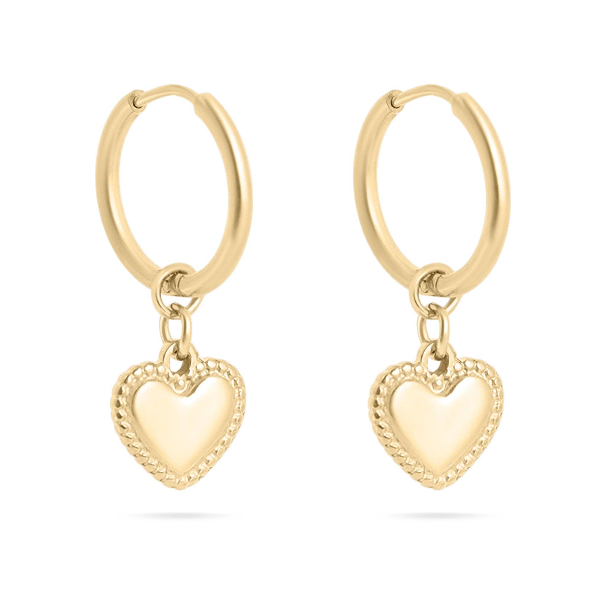 MTT Jewelry - Jewelry - Earrings - Lilliana Textured Heart Hoop Earrings - MTT Collective
