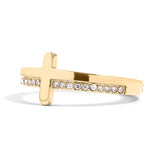 Barbara Engraved CZ Cross Ring