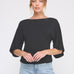 Isla Double Knit Angel Sleeve Cinch Top black front