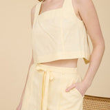 Square Neck Button Linen Tank
