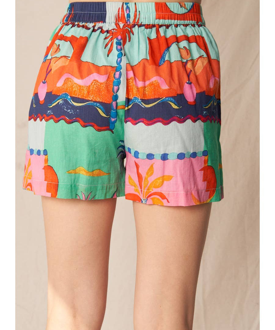 Abby Printed Elastic Waistband Shorts - MTT Collective