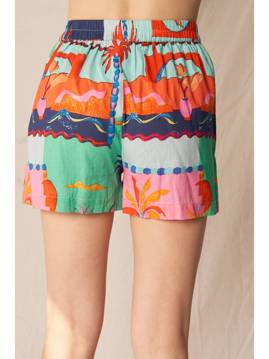 Abby Printed Elastic Waistband Shorts - MTT Collective