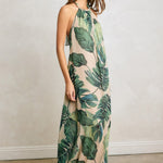 Vesper Beaded Halter Dress in Resort Palm, side