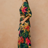 Rowan Printed Surplice Top in Midnight Paradise, side