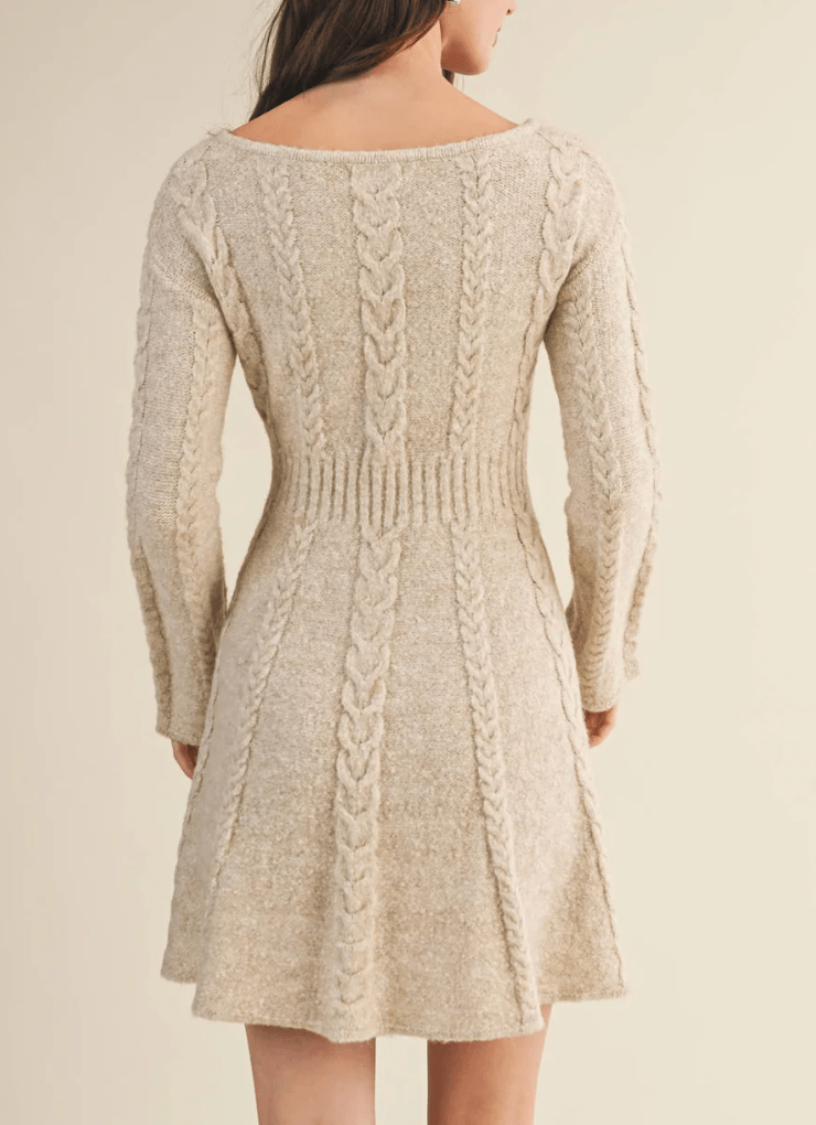 Addison Cable Flare Sweater Dress - MTT Collective