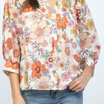 Adele Ruffled High Neck Button Down Blouse - MTT Collective