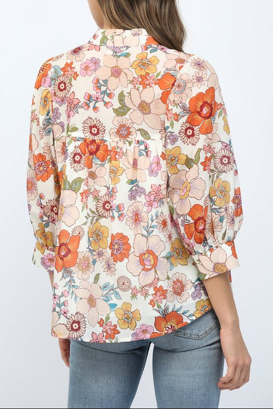 Adele Ruffled High Neck Button Down Blouse - MTT Collective