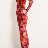 Sienna Off-Shoulder Mesh Long-Sleeve Midi Dress