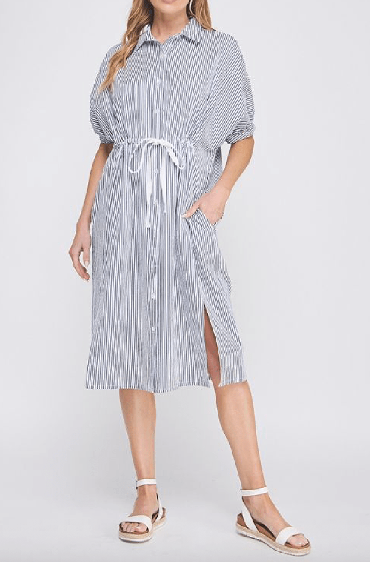 Aileen Breezy Striped Shirt Dress - MTT Collective