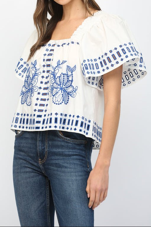 Alexa Embroidered Cutout Top - MTT Collective