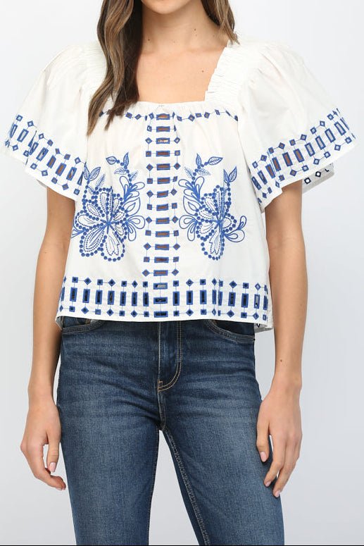 Alexa Embroidered Cutout Top - MTT Collective