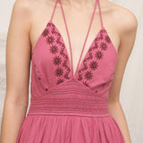 Alice Strappy Halter Embroidered Midi Dress - MTT Collective