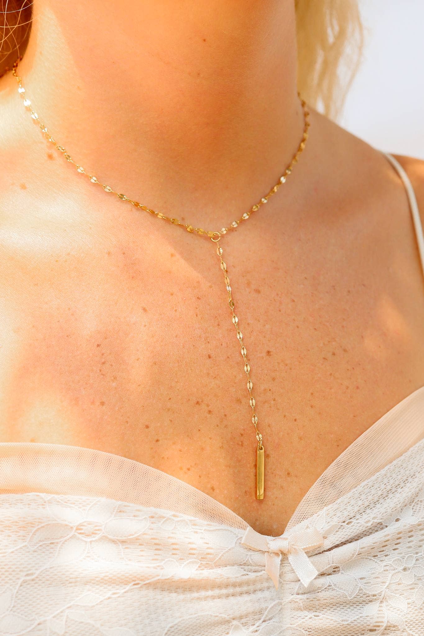 Alora Y - Shaped Blank Bar Lariat Necklace - MTT Collective
