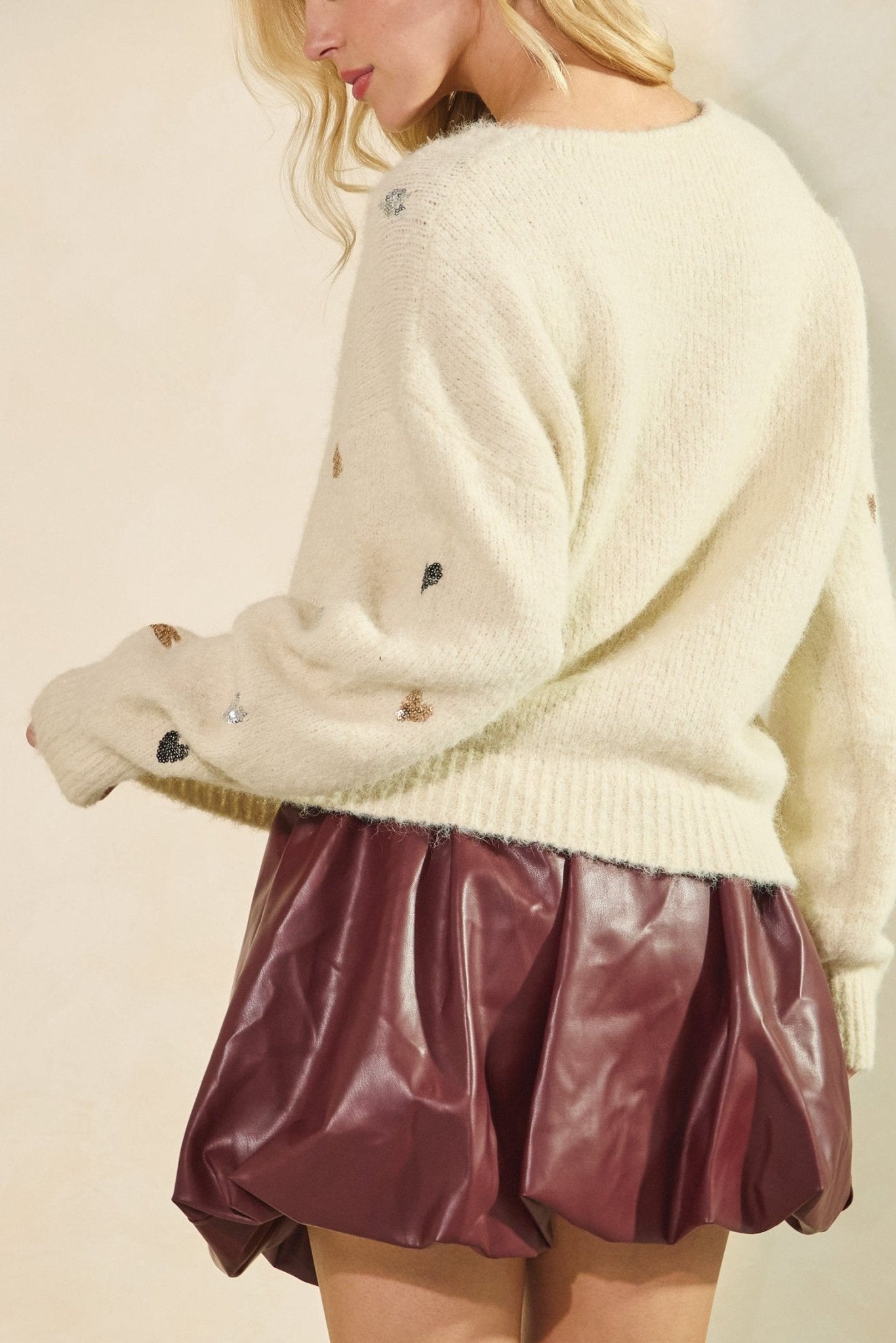 Amelie Sequin Heart Sweater - MTT Collective