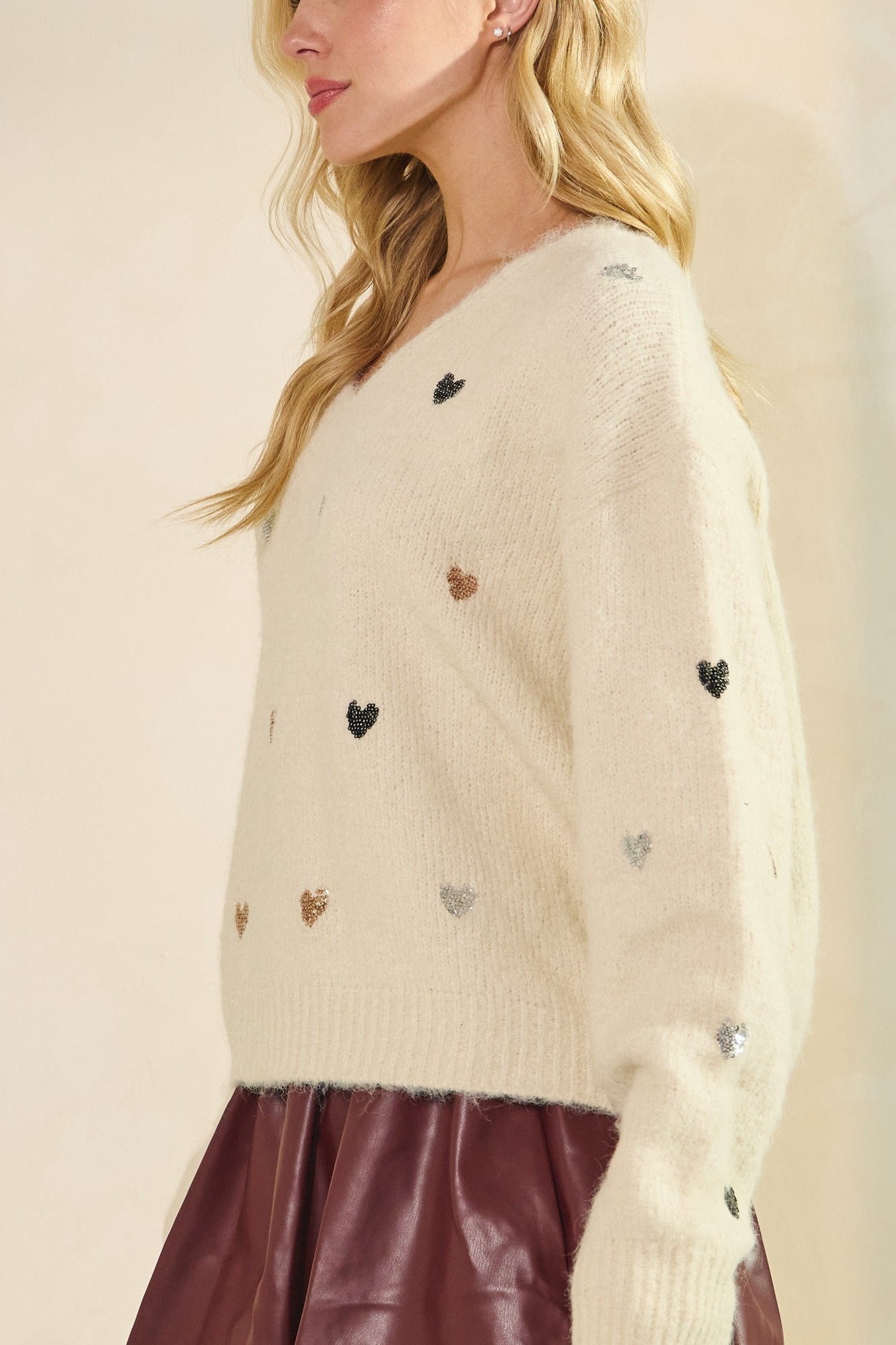 Amelie Sequin Heart Sweater - MTT Collective