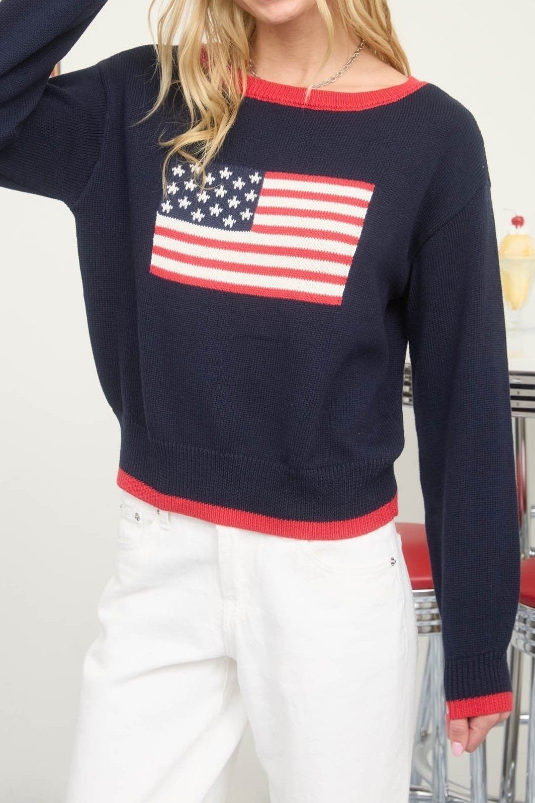 American Flag Knit Pullover Sweater - MTT Collective