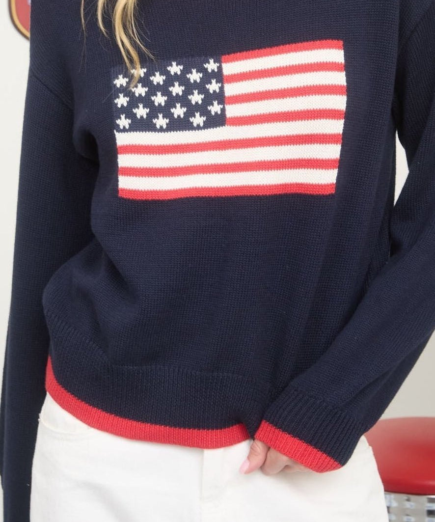 American Flag Knit Pullover Sweater - MTT Collective